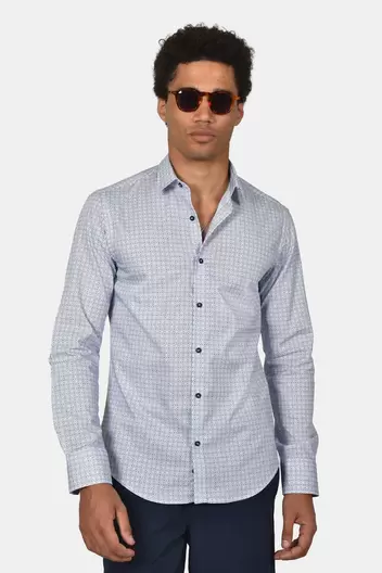 Ανδρικό Εμπριμέ Πουκάμισο Normal Fit Με Ελαστική Άνεση & Έντονο All-over Pattern - ΣΙΕΛ                                                                Ανδρικό Εμπριμέ Πουκάμισο Normal Fit Με Ελαστική Άνεση & Έντονο All-over Pattern - ΣΙΕΛ