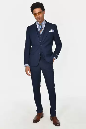 Ανδρικό Κοστούμι Slim Fit Με Γιλέκο Για Κομψές & Ολοκληρωμένες Εμφανίσεις - NAVY                                                                Ανδρικό Κοστούμι Slim Fit Με Γιλέκο Για Κομψές & Ολοκληρωμένες Εμφανίσεις - NAVY