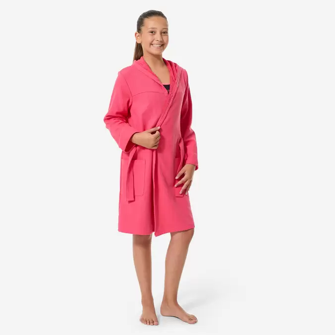 Kids’ cotton pool bathrobe pink grenade