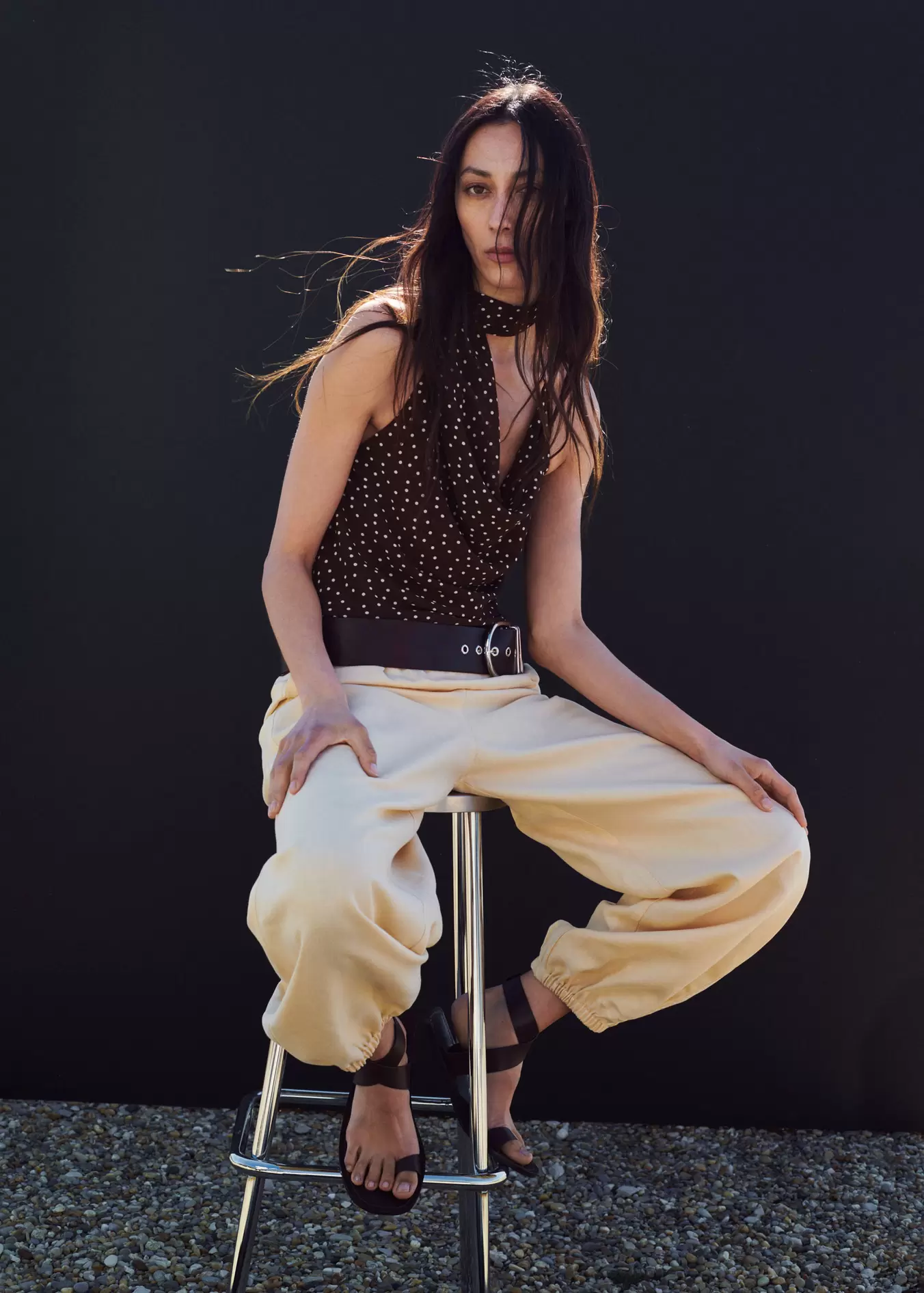 Τοπ φουλάρι με ντραπέ γιακά