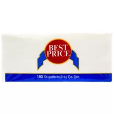 Best Price Χειροπετσέτες Ζικ Ζακ 0,185Kg 180Φύλλα