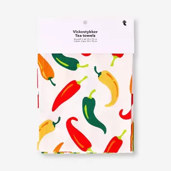 Set of tea towels with chillies and stripes - 2 pcs