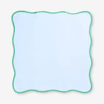 Blue fabric napkins with scalloped edges - 2 pcs