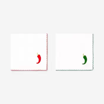 Fabric napkins with embroidered chillies - 2 pcs