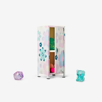 Mini floral metal locker for desk