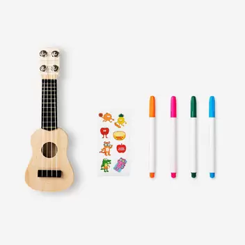 DIY ukulele with markers and stickers