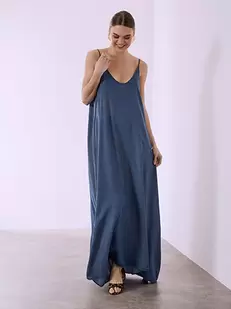 Φόρεμα βαμβακερό με denim όψη