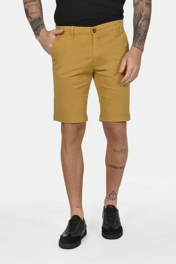 Ανδρική Βαμβακερή Chinos Βερμούδα Slim Fit Με Καθαρή Γραμμή & Ελαστική Άνεση - ΜΟΥΣΤΑΡΔΙ                                                                Ανδρική Βαμβακερή Chinos Βερμούδα Slim Fit Με Καθαρή Γραμμή & Ελαστική Άνεση - ΜΟΥΣΤΑΡΔΙ