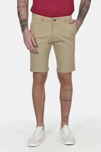 Ανδρική Βαμβακερή Chinos Βερμούδα Slim Fit Με Καθαρή Γραμμή & Ελαστική Άνεση - ΜΠΕΖ                                                                Ανδρική Βαμβακερή Chinos Βερμούδα Slim Fit Με Καθαρή Γραμμή & Ελαστική Άνεση - ΜΠΕΖ