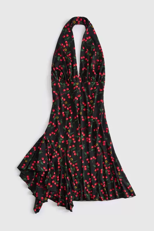 Vestido mini estampado cuello halter