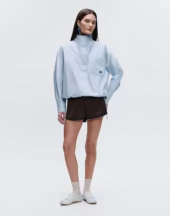 Adidas Originals x ASOS oversized funnel neck shirt in blue