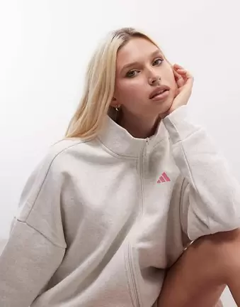 Adidas Performance Three Stripes Studios track top white and pink