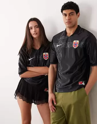Nike Norway World Cup 26 retro heavyweight print jersey in black