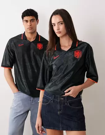 Nike Netherlands World Cup 26 retro heavyweight print jersey in black