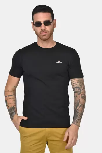 Ανδρικό T-shirt Από 100% Βαμβάκι Normal Fit Με Στρογγυλή Λαιμόκοψη - ΜΑΥΡΟ Ανδρικό T-shirt Από 100% Βαμβάκι Normal Fit Με Στρογγυλή Λαιμόκοψη - ΜΑΥΡΟ