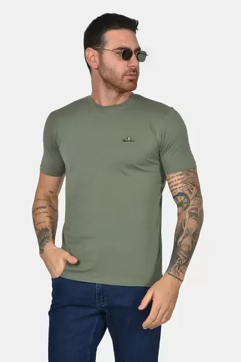 Ανδρικό T-shirt Από 100% Βαμβάκι Normal Fit Με Στρογγυλή Λαιμόκοψη - ΧΑΚΙ                                                                Ανδρικό T-shirt Από 100% Βαμβάκι Normal Fit Με Στρογγυλή Λαιμόκοψη - ΧΑΚΙ