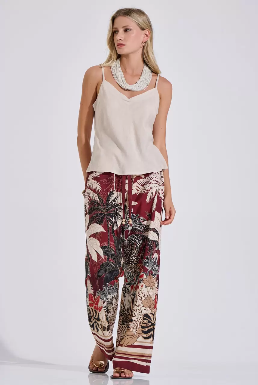 Cotton Printed Wide-Leg Trousers