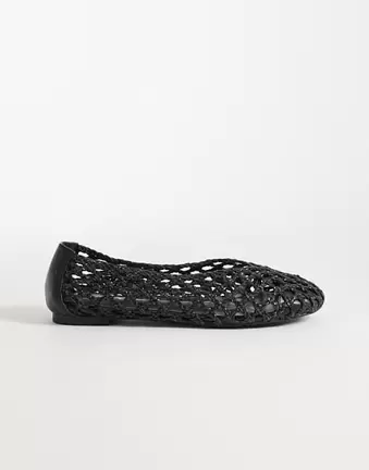Public Desire Rhodes woven ballet flats in black