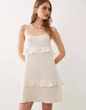 New Look tiered mini sundress in white