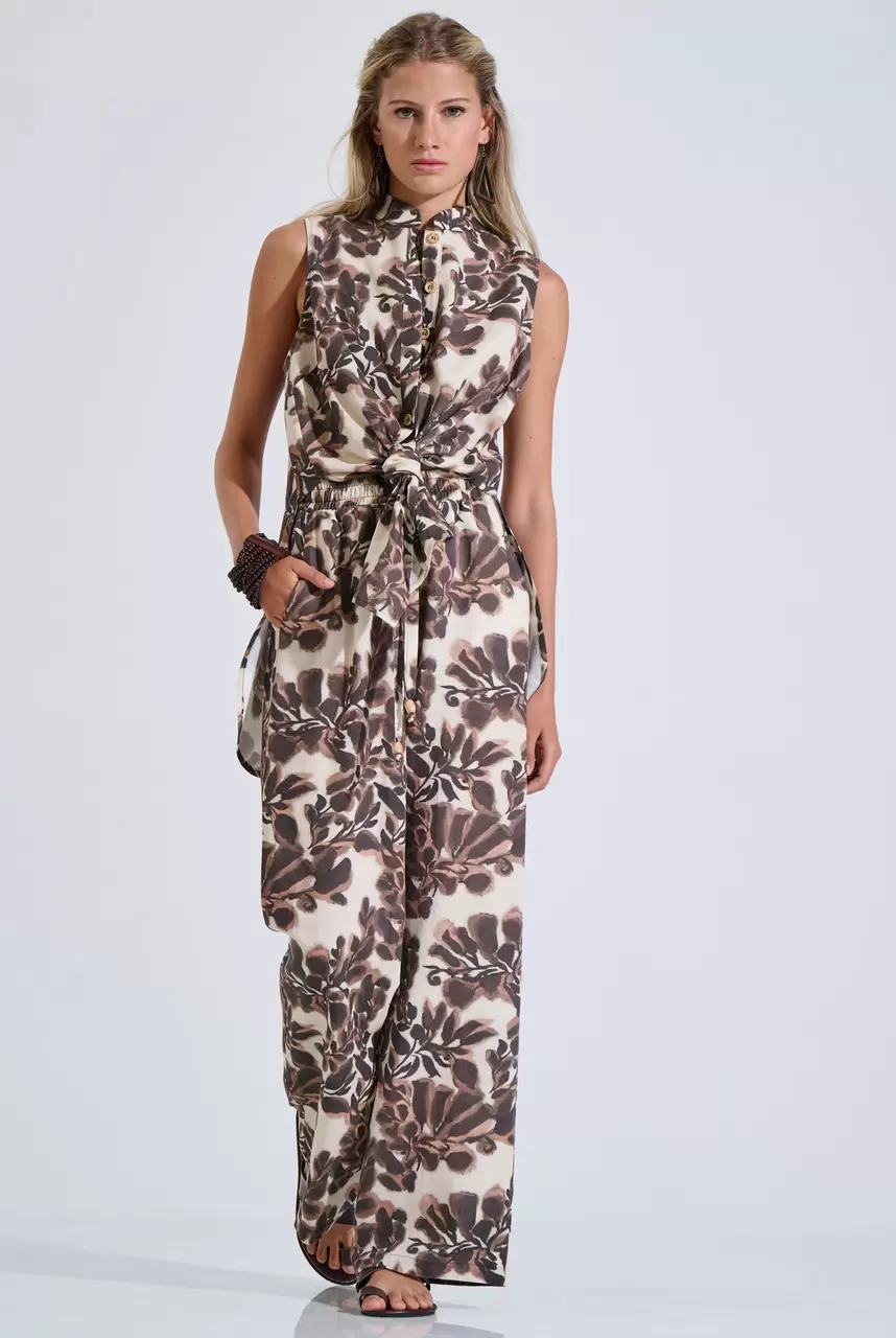 Printed Pants with Elastic Waist