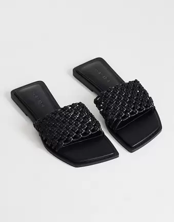 Topshop Eve woven flat sandal in black