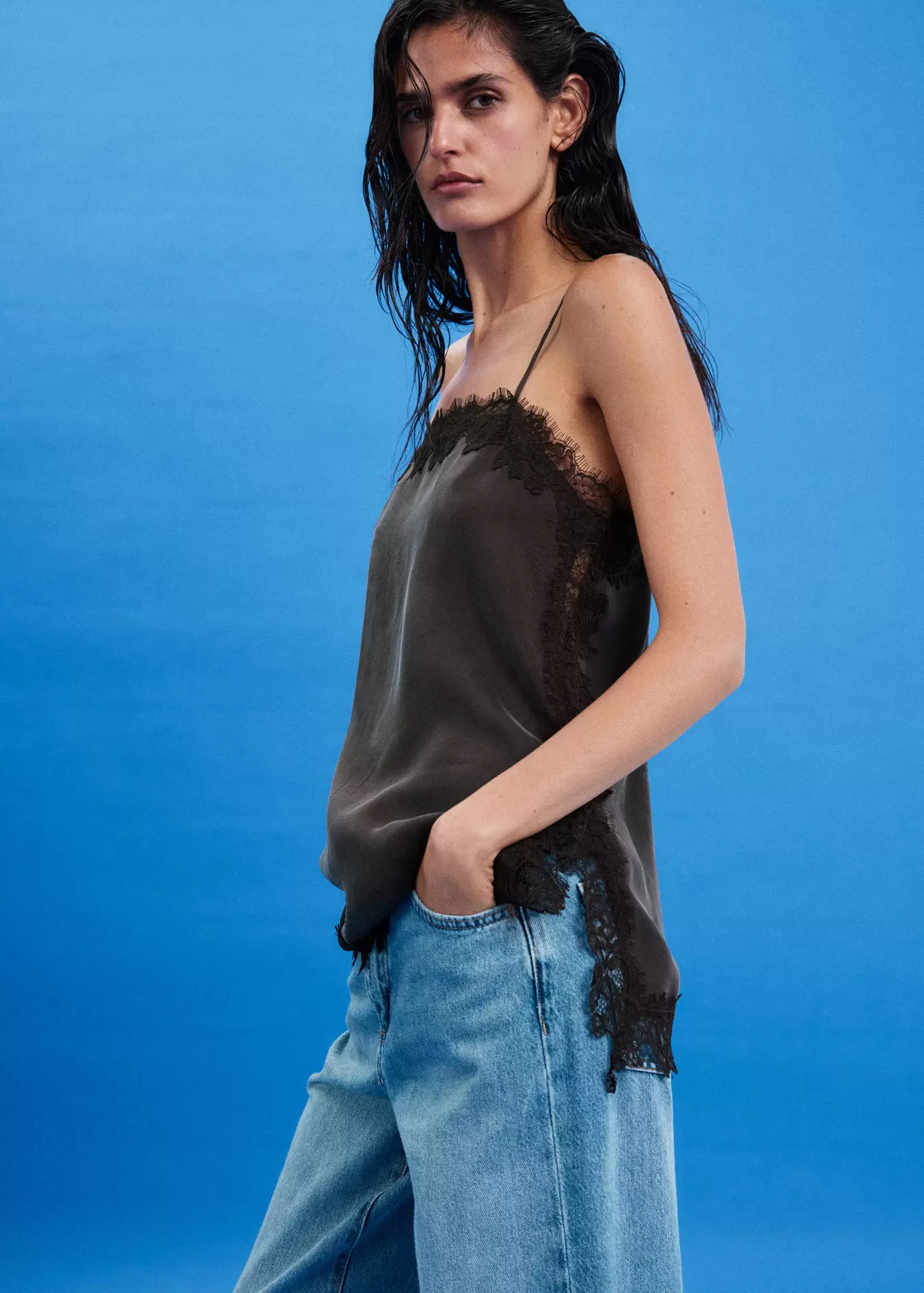 Satin lace top
