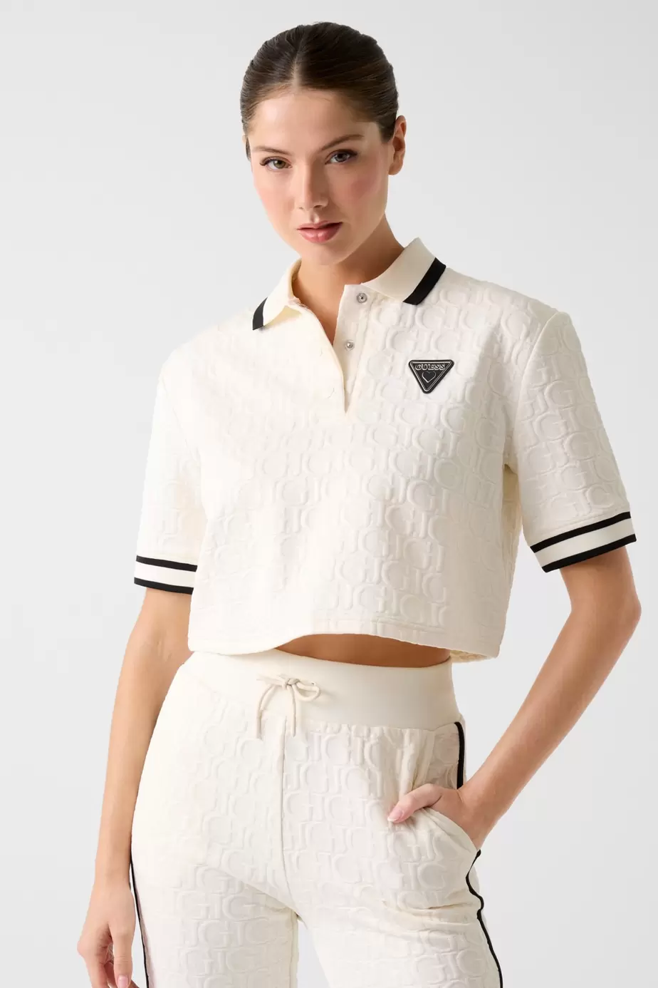 Polo con logo jacquard