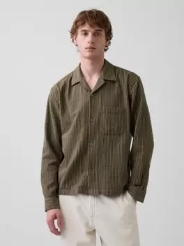 Ανδρικό Πουκάμισο Dobby Stripe Χαλαρής Γραμμής και Ίσιο Στρίφωμα