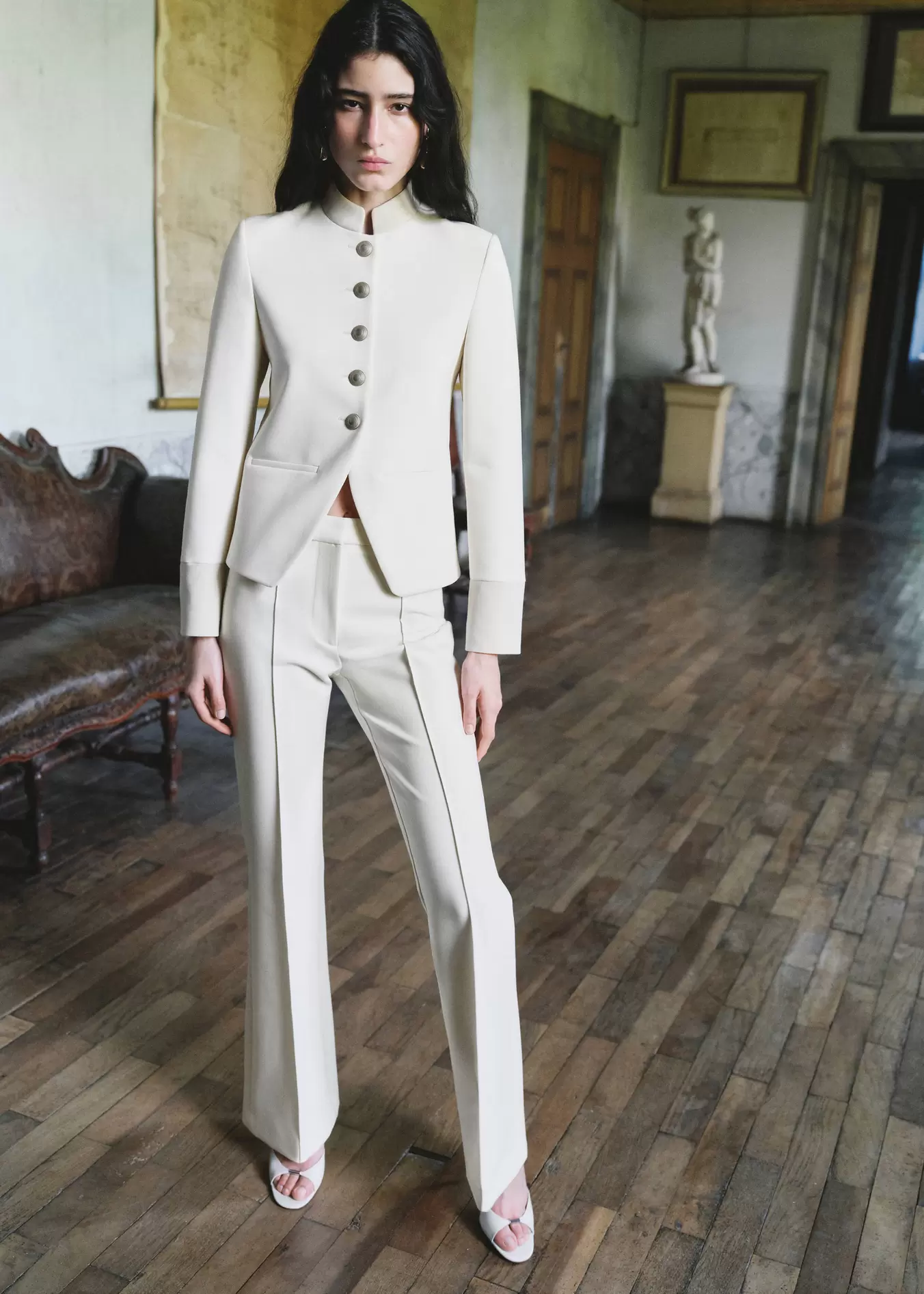 Flared trousers with seams