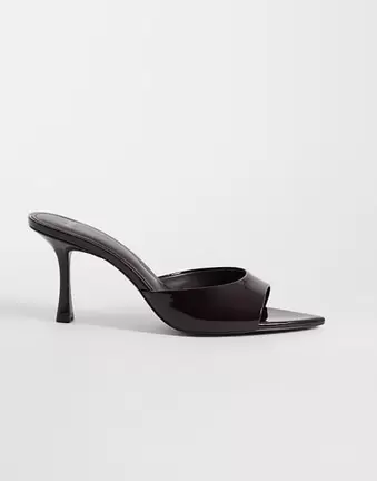Mango high heeled mule in burgundy