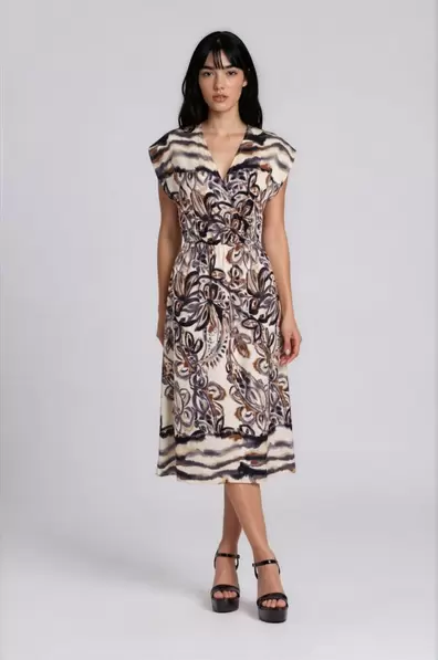 MIDI ΚΡΟΥΑΖΕ ΦΟΡΕΜΑ ΜΕ ABSTRACT FLORAL PRINT