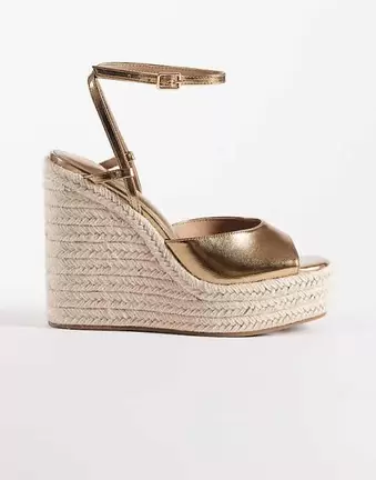 ASOS DESIGN Tamryn espadrille wedge in gold