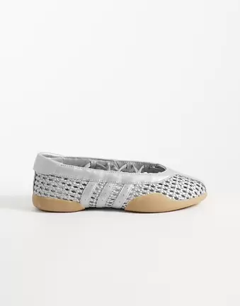 Adidas Originals Taekwondo Mei ballet flat in silver woven
