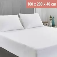 Αδιάβροχο Υποσέντονο Λευκό Διπλό 160x200x40cm