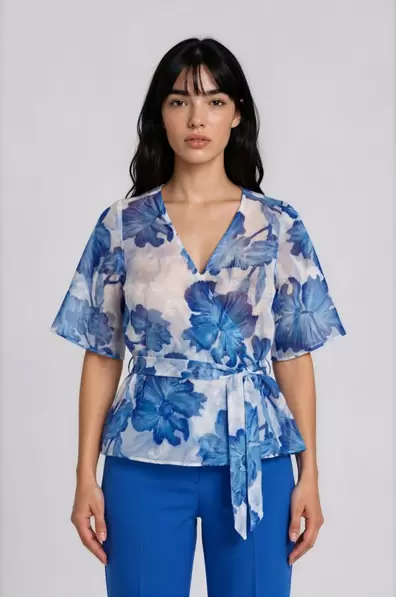 FLORAL ΚΡΟΥΑΖΕ ΜΠΛΟΥΖΑ ΜΕ ΖΩΝΗ