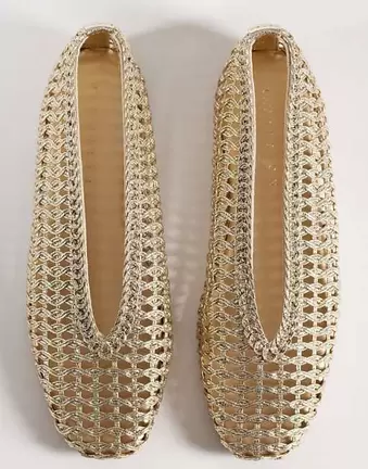 ASOS DESIGN Lioness weave ballets in gold