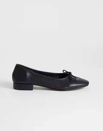 Topshop Dottie block heel ballet shoe in black