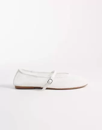 ASOS DESIGN Libra mesh mary jane ballets in white