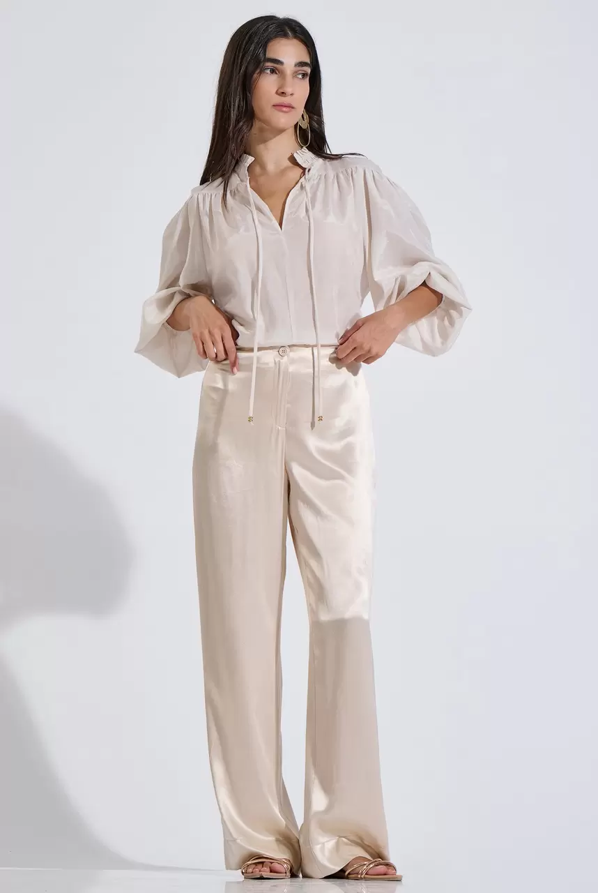 Satin Wide-Leg Trousers
