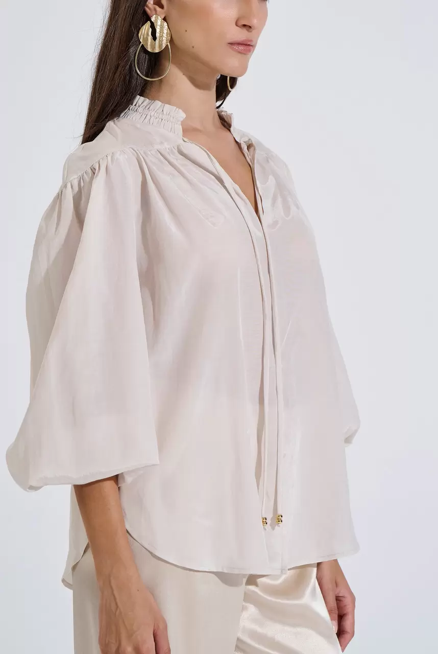 Blouse with Gathered Neckline