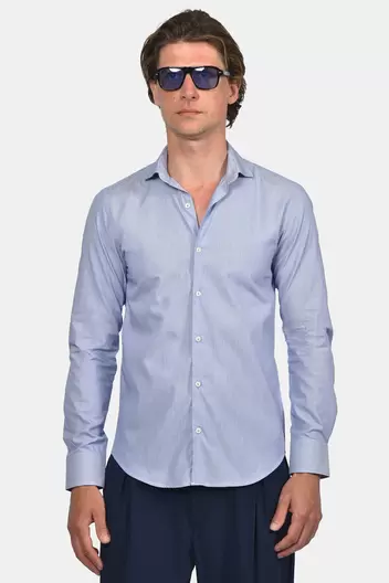 Ανδρικό Επίσημο Πουκάμισο Από 100% Βαμβάκι Normal Fit Με Κλασικό Γιακά - ΜΠΛΕ Ανδρικό Επίσημο Πουκάμισο Από 100% Βαμβάκι Normal Fit Με Κλασικό Γιακά - ΜΠΛΕ