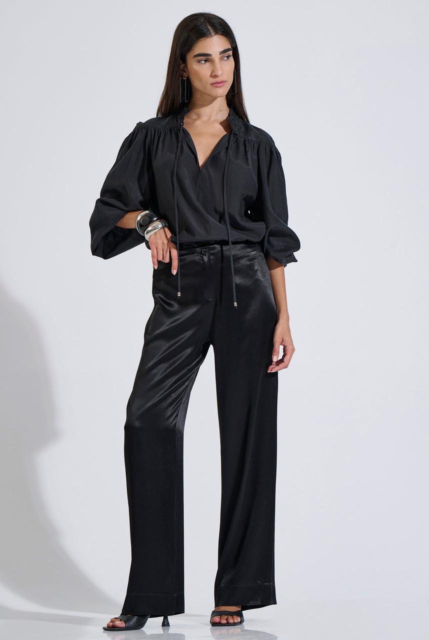 Satin Wide-Leg Trousers