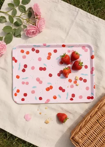 Decorative tray with berry print - 31 cm