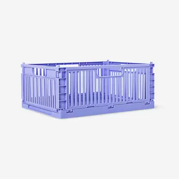 Blue collapsible storage box with lid - 28x28 cm
