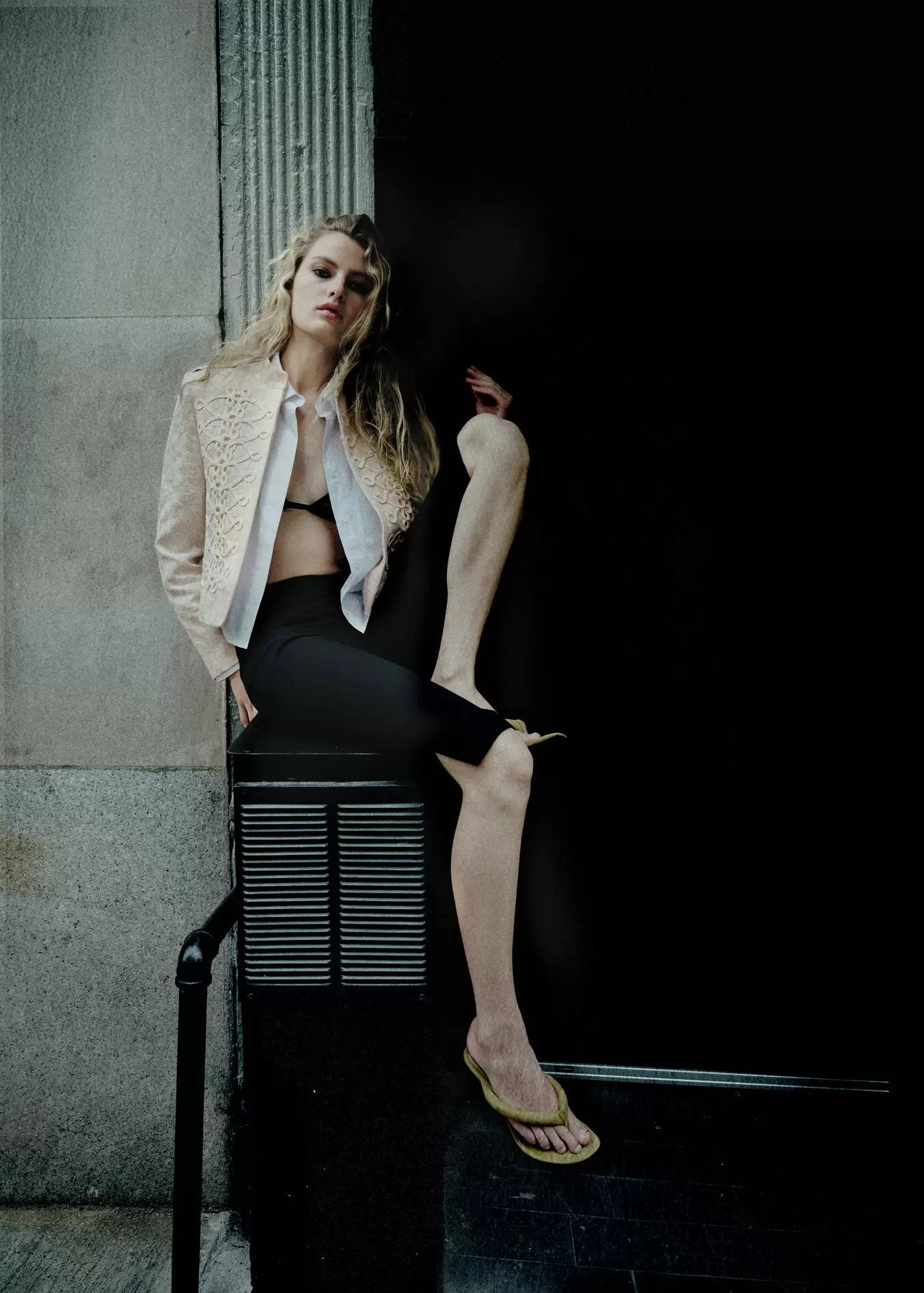 Jacquard jacket with frogging detail
