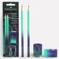 Σετ Μολύβια B με Γόμα & Ξύστρα Faber Castell - 4 τμχ.