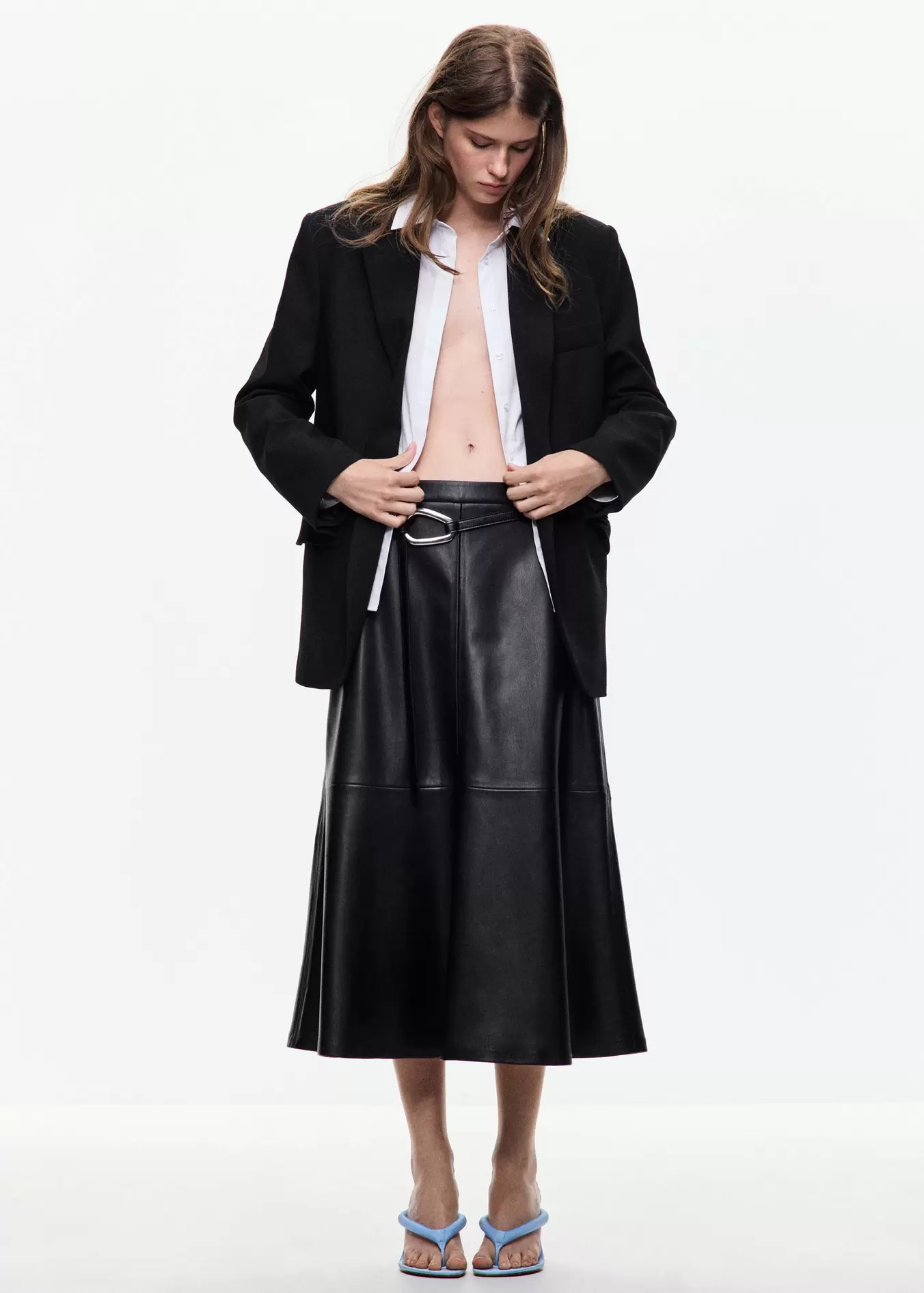 Faux leather A-line skirt