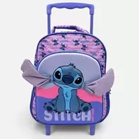 Σχολική Τσάντα - Τρόλεϊ Νηπιαγωγείου Λιλά Stitch 3D Αυτιά