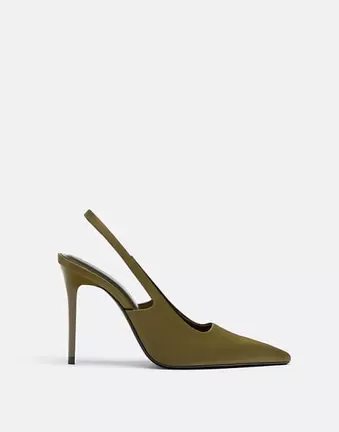 Stradivarius Slingback heeled shoes in khaki