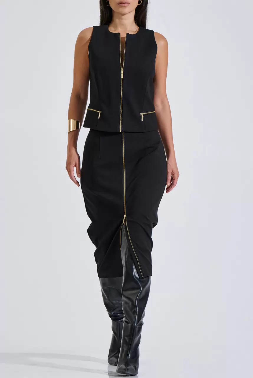 Midi skirt with zipper